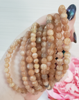 Peach Moonstone Crystal Natural Gemstone 4-6mm Beaded Bracelet - 1