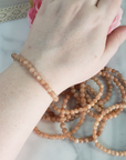 Peach Moonstone Crystal Natural Gemstone 4-6mm Beaded Bracelet - 5