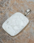 Howlite Gemstone Sterling Silver Pendant - Rectangle