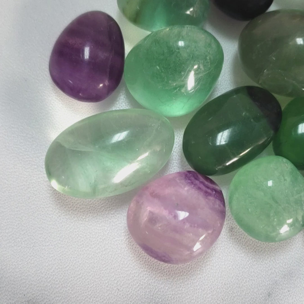 Fluorite Crystal Natural Gemstone Tumbled Stone | High Quality - Video