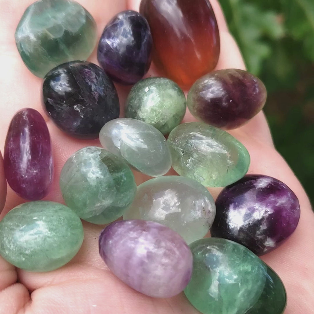 Fluorite Crystal Natural Gemstone Tumbled Stone | High Quality - Video 2