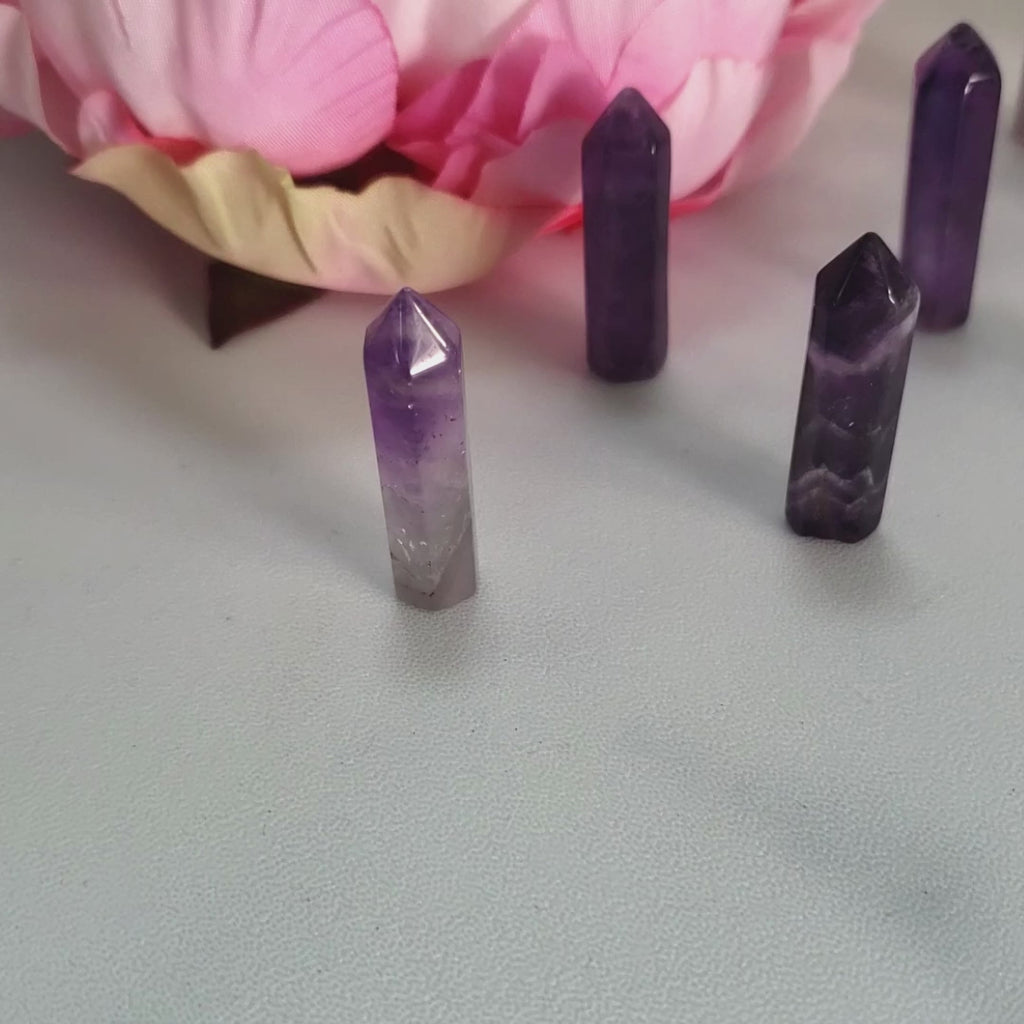 Amethyst Crystal Natural Gemstone Tower Point | MINI - Video