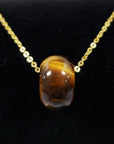 Protection Necklace | Tigers Eye Crystal Natural Gemstone Pendant Bead on 12" Gold Plated Sterling Silver Chain