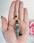 Pyrite Crystal Natural Gemstone Chips in Glass Vial Pendulum with Beaded Chain - 1