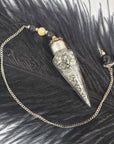 Pyrite Crystal Natural Gemstone Chips in Glass Vial Pendulum with Beaded Chain - 3
