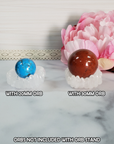 Quartz Crystal Natural Gemstone Offering Hands Sphere Display Stand - 4
