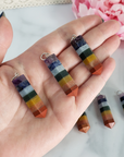 Rainbow Seven Chakra Stones Layered Natural Crystal Point Pendant - 2