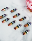 Rainbow Seven Chakra Stones Layered Natural Crystal Point Pendant - 5