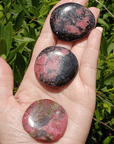 Rhodonite Natural Crystal Palm Stone Worry Stone Meditation Tool