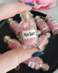 Rose Quartz Crystal Chips Chips in Glass Bottle | Color Enhanced
