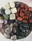 Tumbled Stones Natural Crystal Set for Emotional Balance | Infinite Serpentine, Red Jasper, Lepidolite, Kambaba Jasper - Heart Chakra Healing