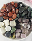 Tumbled Stones Natural Crystal Set for Emotional Balance | Infinite Serpentine, Red Jasper, Lepidolite, Kambaba Jasper - Comfort, Self Love, Acceptance