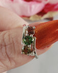 Pink Tourmaline, Green Tourmaline, & Yellow Tourmaline Crystal Natural Gemstone 925 Sterling Silver Ring | Size 5 - 4