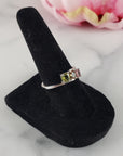 Green Tourmaline, Yellow Tourmaline, & Pink Tourmaline Crystal Natural Gemstone 925 Sterling Silver Ring | Size 6 - b