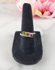 Green Tourmaline, Yellow Tourmaline, & Pink Tourmaline Crystal Natural Gemstone 925 Sterling Silver Ring | Size 6