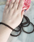 Smoky Obsidian Crystal Manmade Gemstone 6-8mm Beaded Bracelet - 4