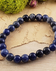 Blue Sodalite Crystal Natural Gemstone 7-8mm Beaded Bracelet - 10
