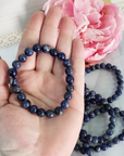 Blue Sodalite Crystal Natural Gemstone 7-8mm Beaded Bracelet - 3