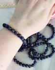 Blue Sodalite Crystal Natural Gemstone 7-8mm Beaded Bracelet - 6