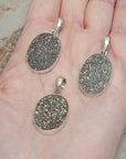 Druzy Aura Agate Gemstone Sterling Silver Pendant - Oval
