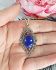 Unique Lapis Lazuli Crystal Natural Gemstone 925 Sterling Silver Pendant | Visionary