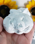 Howlite Crystal Carving Natural Gemstone Jack-O-Lantern | Peaceful Pumpkin - Thanksgiving Decor