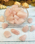 Rose Quartz Tumbled Gemstone - One Stone or Bulk Wholesale Lots - Group in Bowl