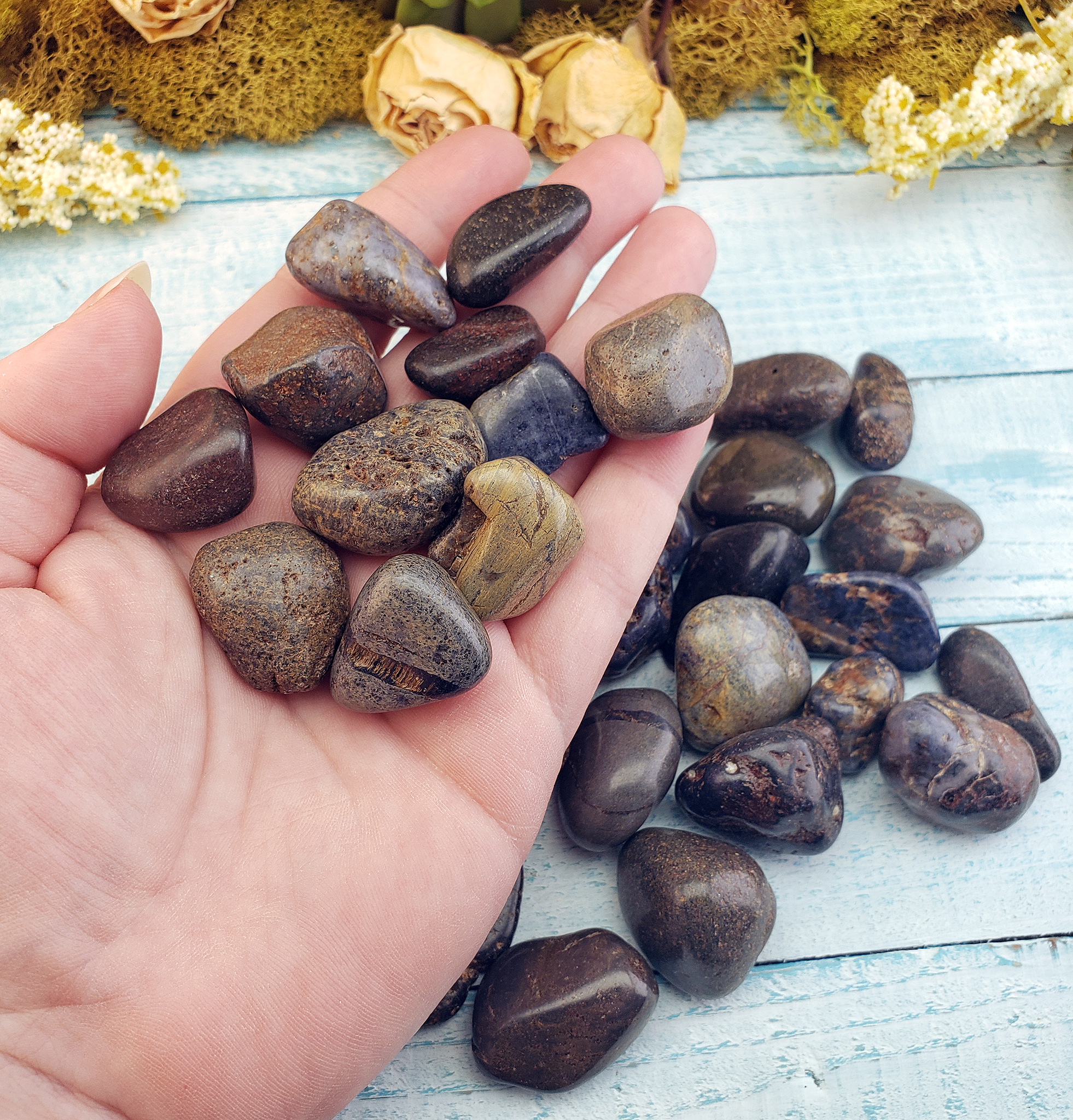 Sapphire Natural Tumbled Gemstone - Group in Hand