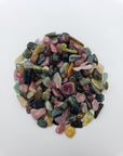 One ounce of mixed multi tourmaline crystal chips on display