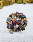 Two ounces of mixed gemstone crystal chips on display