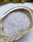 three ounces of quartz crystal chips in abalone shell