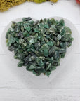 Five ounces of green aventurine chips in selenite bowl
