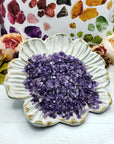 six ounces of amethyst stone chips on prop display