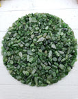 Eight ounces of nephrite jade chips on display
