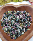 Eight ounces of mixed multi tourmaline chips in bowl