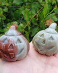 Amazonite Gemstone Happy Pumpkin Totem Jack-o-Lantern Carving
