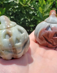 Amazonite Gemstone Happy Pumpkin Totem Jack-o-Lantern Carving - Best Friend Pumpkins