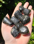Black Galaxy Jasper Polished Tumbled Gemstone - Stone of Chakra Balance - Subtle Internal Flash!