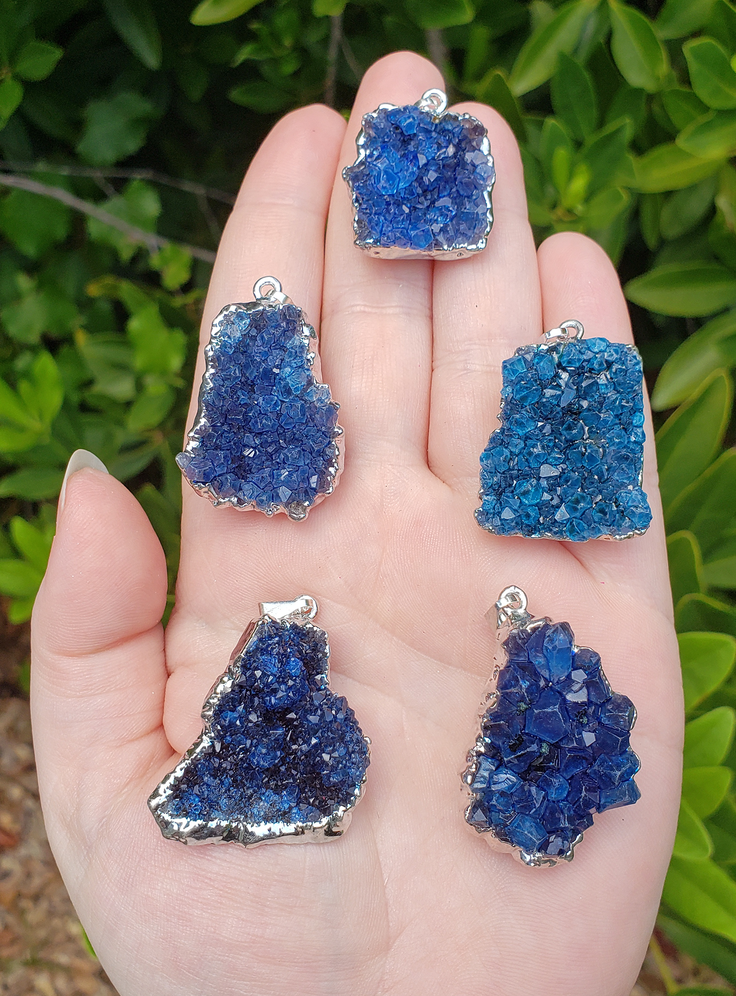 Blue Agate Druzy Gemstone Crystal Pendant Crystal Gemstone Shop