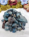 Collection of rough blue apatite stones