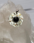 Black Agate Gemstone Sterling Silver and Copper Pendant