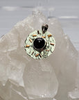 Black Agate Gemstone Sterling Silver and Copper Pendant