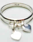 Sterling Silver Double Heart Charm Handmade Ring