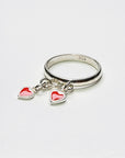 Sterling Silver Double Heart Charm Handmade Ring