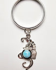 Sterling Silver Seahorse Larimar Charm Handmade Ring