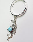 Sterling Silver Seahorse Larimar Charm Handmade Ring
