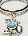 Sterling Silver Seahorse Larimar Charm Handmade Ring
