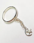 Sterling Silver Crescent Moon & Star Charm Handmade Ring