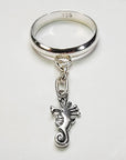 Sterling Silver Seahorse Charm Handmade Ring