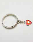 Sterling Silver Red Heart Charm Handmade Ring